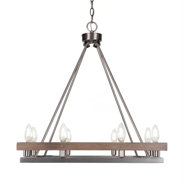 Belmont 8-Light Square Chandelier in Graphite & Distressed Wood - Image 1