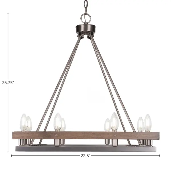 Belmont 8-Light Square Chandelier in Graphite & Distressed Wood - Image 2