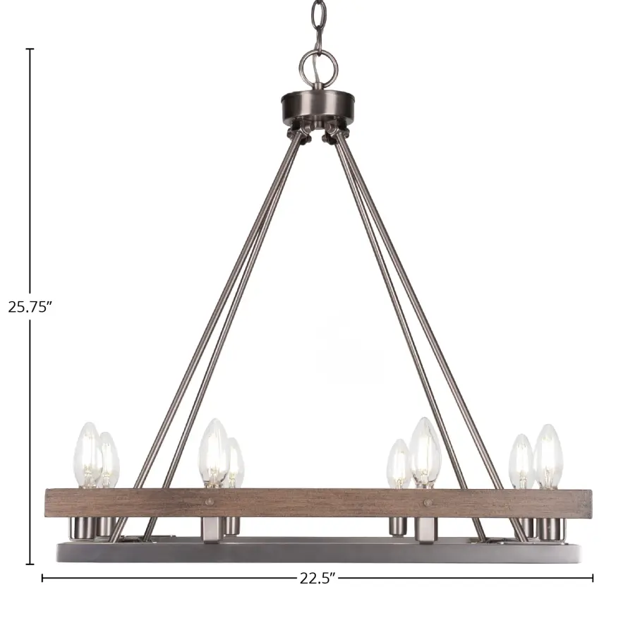 Belmont 8-Light Square Chandelier in Graphite & Distressed Wood - Image 2