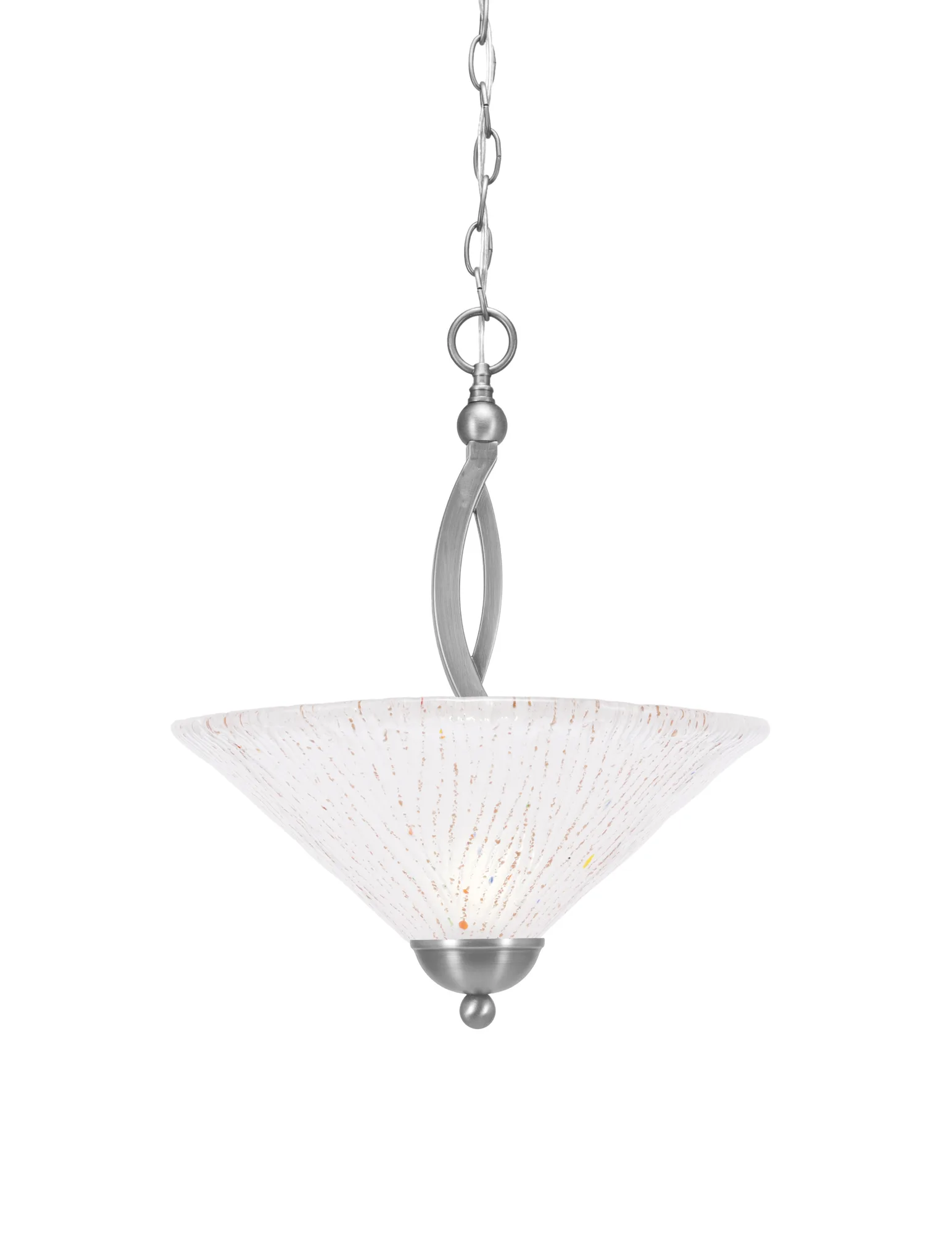 Bow Pendant 2-Bulbs Shown In Brushed Nickel Finish With 16" Italian Bubble Glass