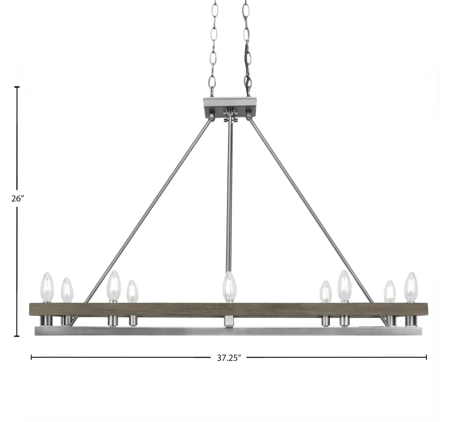 Belmont 10 Light Island Light in Graphite & Distressed Wood - Image 2