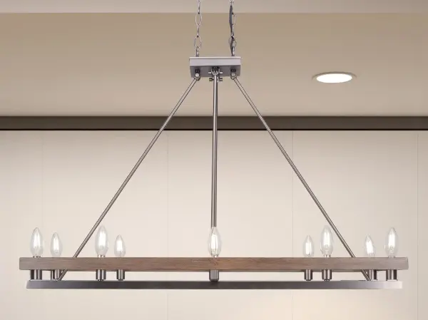 Belmont 10 Light Island Light in Graphite & Distressed Wood - Image 3