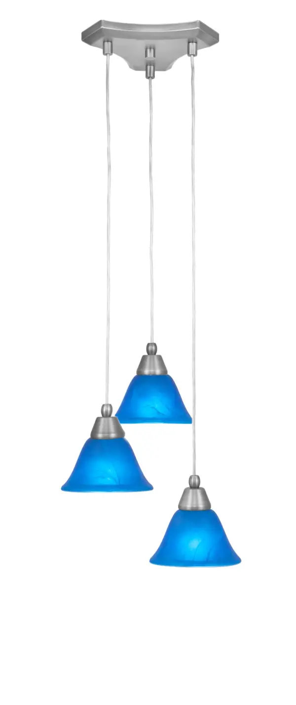 Europa 3-Light Cord Cluster Pendalier with Blue Italian Glass - Image 1