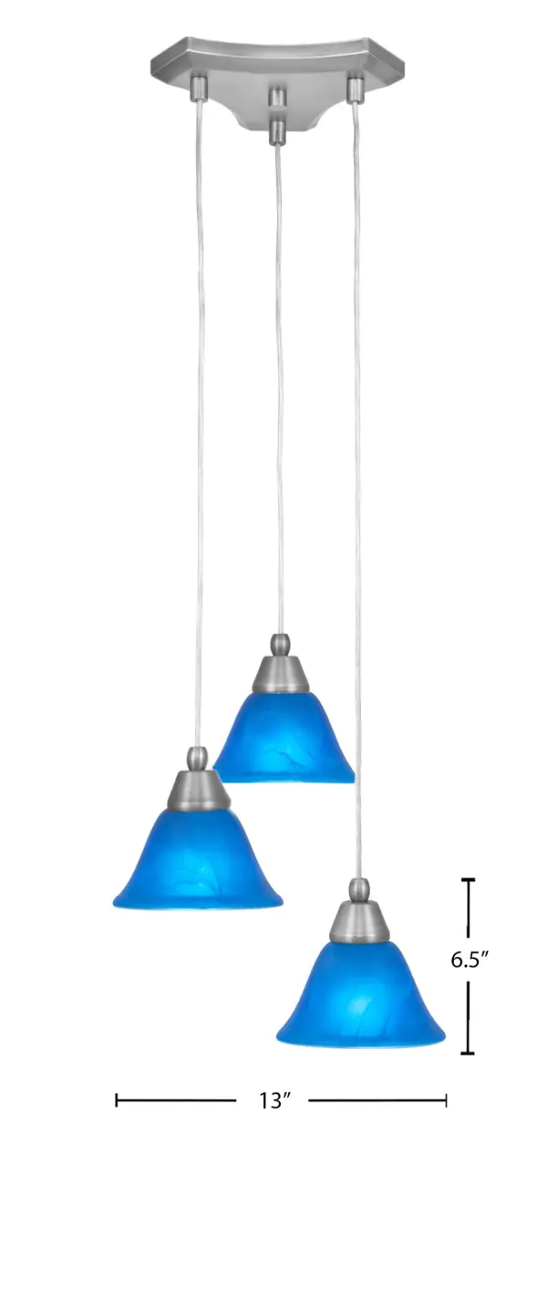 Europa 3-Light Cord Cluster Pendalier with Blue Italian Glass - Image 2