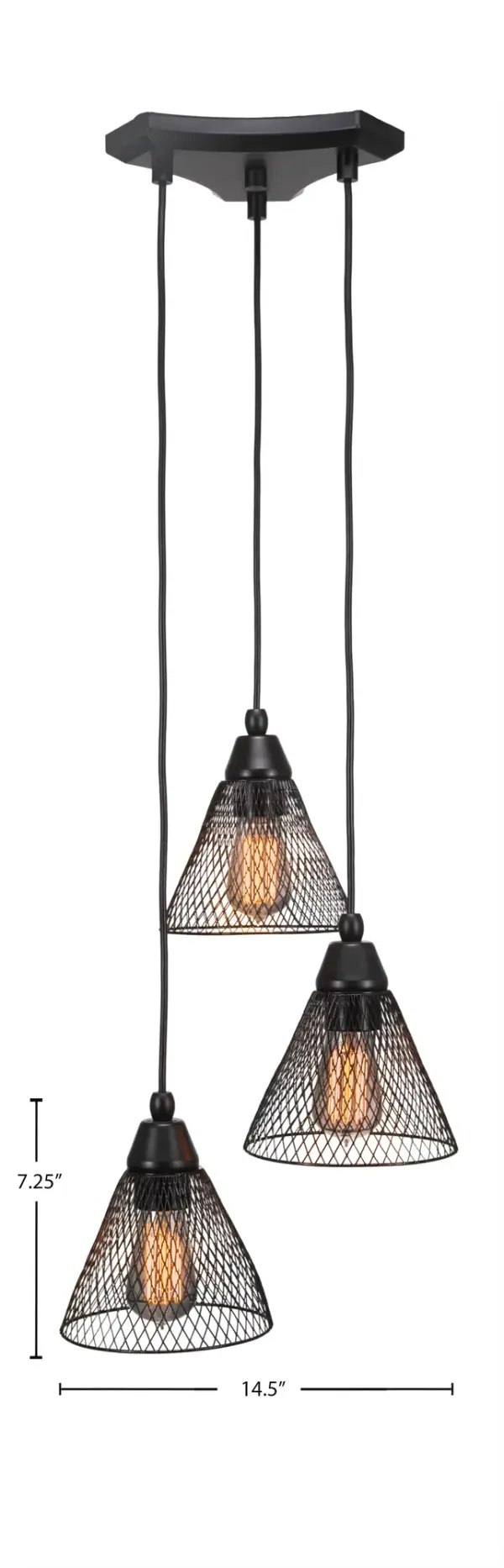 Europa 3-Light Cord Cluster Pendant with Mesh Shades - Image 2