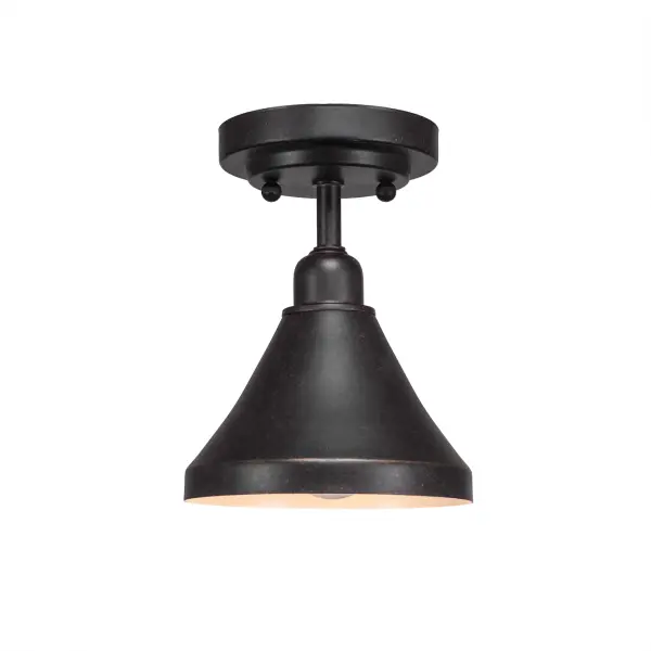 Vintage Semi-Flush Ceiling Light with Dark Granite Cone Shade - Image 1