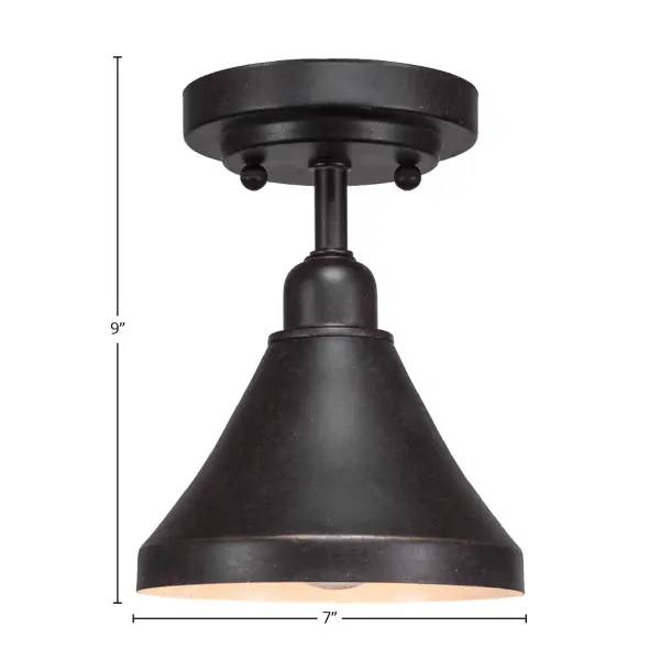 Vintage Semi-Flush Ceiling Light with Dark Granite Cone Shade - Image 2