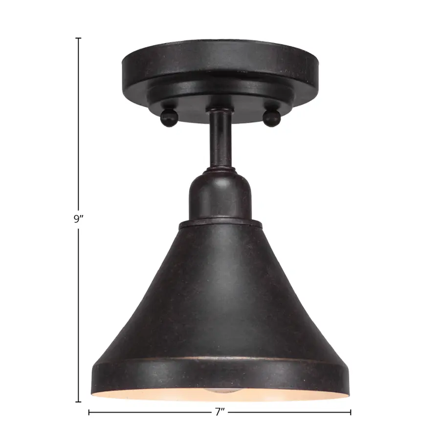 Vintage Semi-Flush Ceiling Light with Dark Granite Cone Shade - Image 2