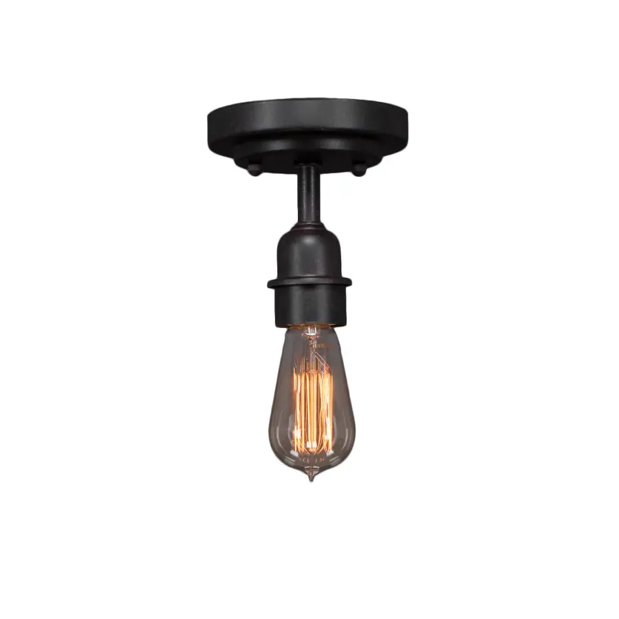 Vintage Semi-Flush Ceiling Light with Amber Antique Bulb - Image 1