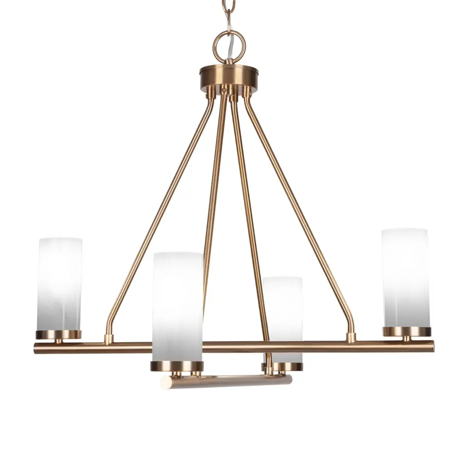 Trinity 4-Light Uplight Chandelier in New Age Brass with White Marble Glass - Image 1