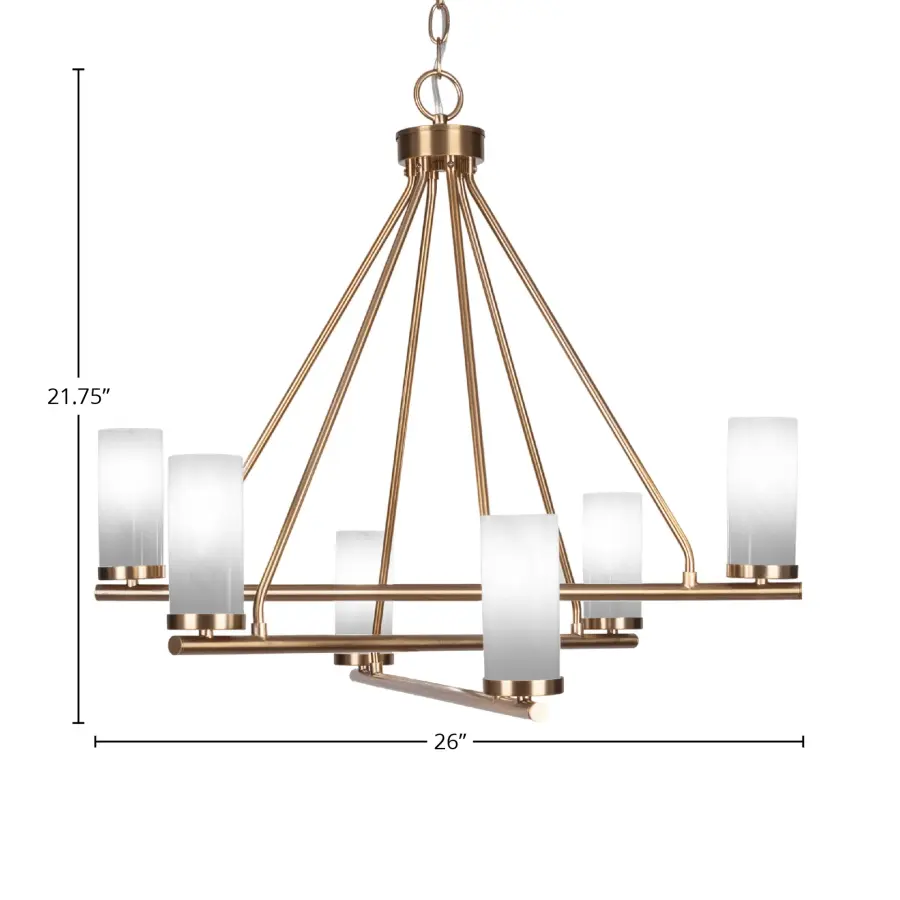 Trinity 6-Light Uplight Chandelier in New Age Brass with White Marble Glass - Image 2