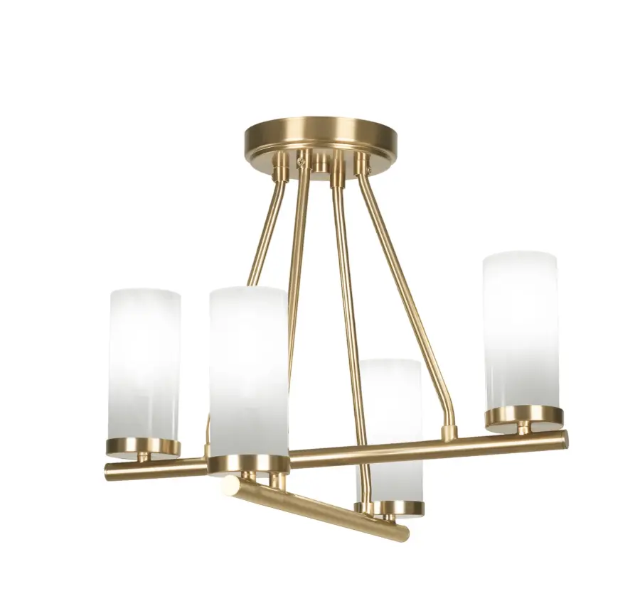 Trinity 4 Light Semi-Flush with White Marble Glass - Image 1