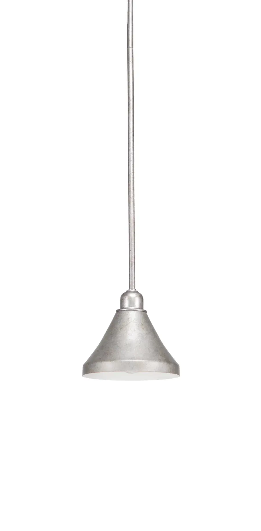 Vintage Stem Hung Mini Pendant with Aged Silver Cone Shade - Image 1