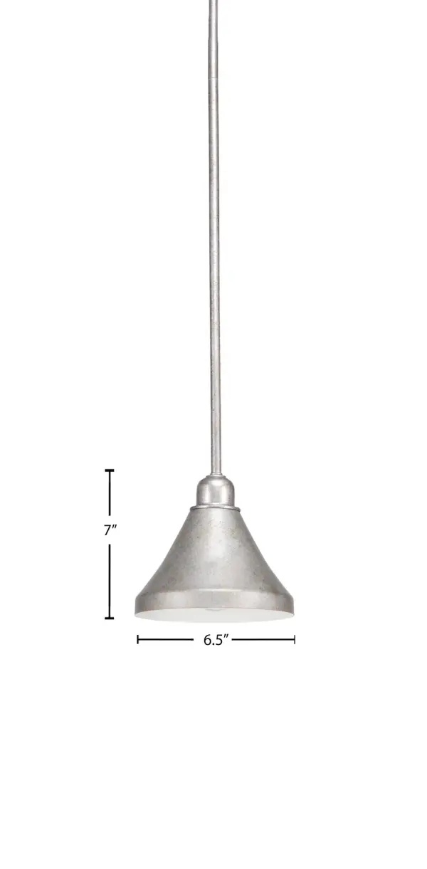 Vintage Stem Hung Mini Pendant with Aged Silver Cone Shade - Image 2