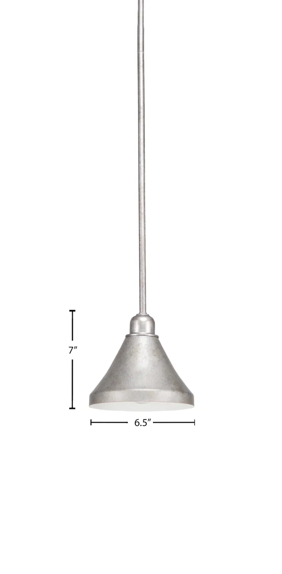 Vintage Stem Hung Mini Pendant with Aged Silver Cone Shade - Image 2