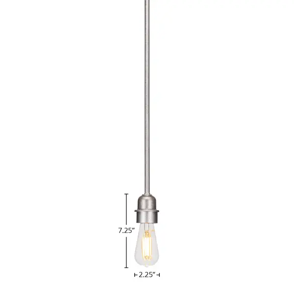 This petite pendant delivers rustic industrial style with its aged silver finish and exposed vintage-style LED bulb. At just 2.25" wide, it's perfect for tight spaces or grouped installations, offering warm ambiance with energy-efficient lighting. - alternate view