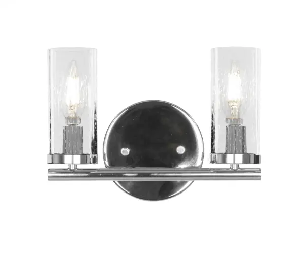 Trinity 2 Light Bath Bar in Chrome with Clear Bubble Glass - Image 1