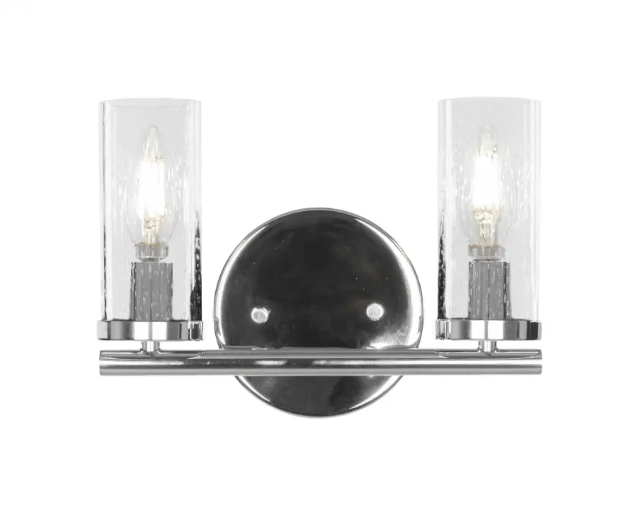 Trinity 2 Light Bath Bar in Chrome with Clear Bubble Glass - Image 1