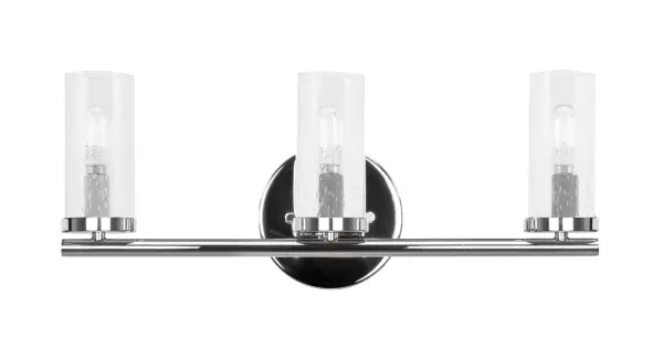 Trinity 3 Light Bath Bar in Chrome with Clear Bubble Glass - Image 1