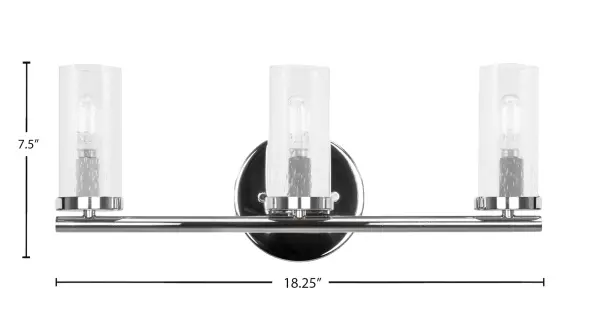 Trinity 3 Light Bath Bar in Chrome with Clear Bubble Glass - Image 2