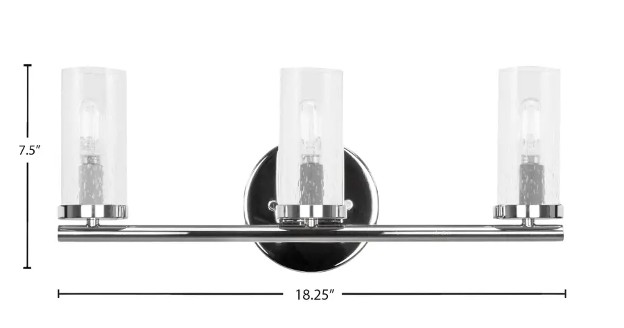 Trinity 3 Light Bath Bar in Chrome with Clear Bubble Glass - Image 2