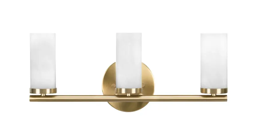 Trinity 3 Light Bath Bar in New Age Brass with White Marble Glass - Image 1