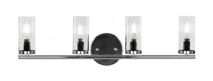 Trinity 4 Light Bath Bar in Chrome with Clear Bubble Glass - Image 1