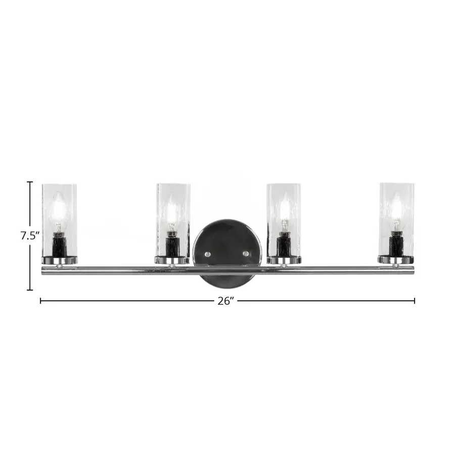 Trinity 4 Light Bath Bar in Chrome with Clear Bubble Glass - Image 2