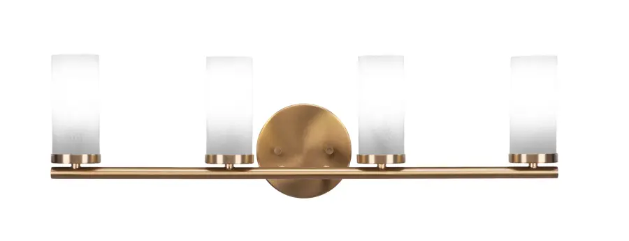 Trinity 4 Light Bath Bar in New Age Brass with White Marble Glass - Image 1