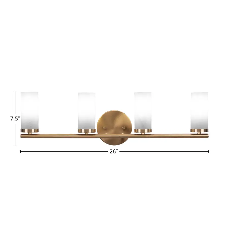 Trinity 4 Light Bath Bar in New Age Brass with White Marble Glass - Image 2