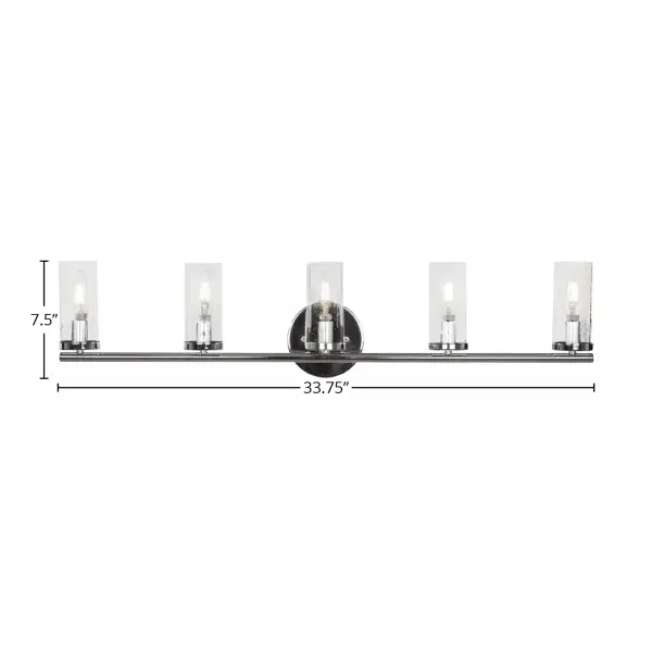 Trinity 5 Light Bath Bar in Chrome with Clear Bubble Glass - Image 2
