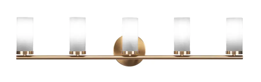 Trinity 5 Light Bath Bar in New Age Brass with White Marble Glass - Image 1