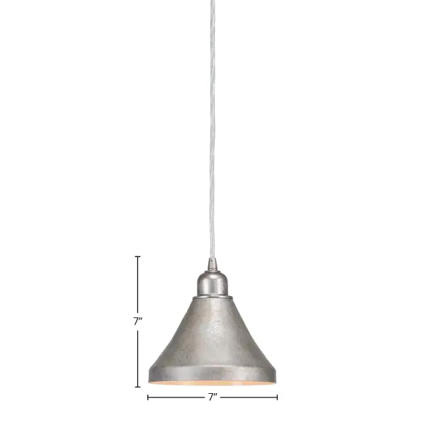 Vintage Cord Hung Mini Pendant with Aged Silver Metal Shade - Image 2