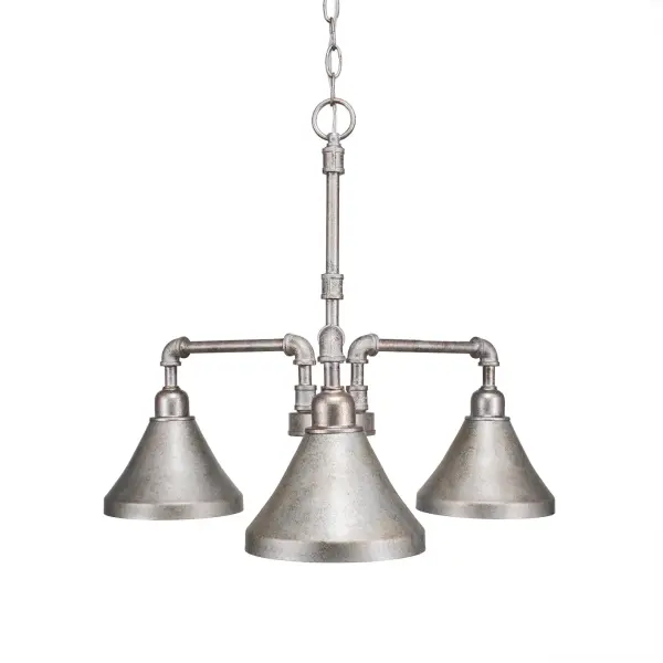 Vintage 3-Light Downlight Chandelier in Aged Silver - Image 1