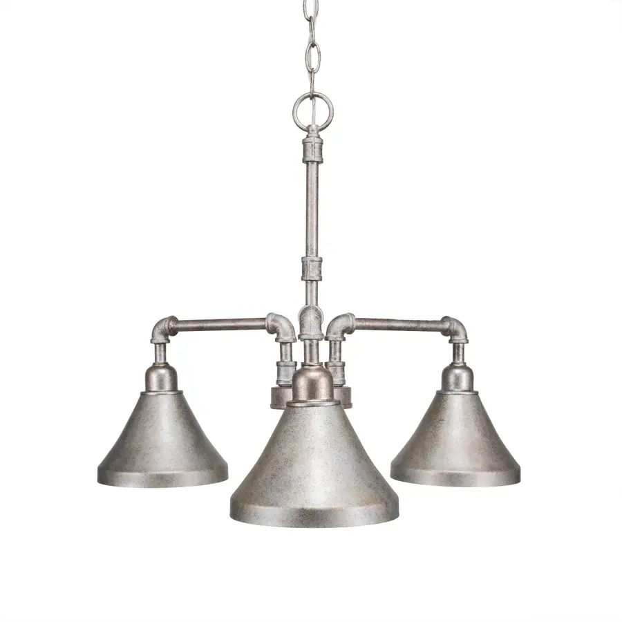 Vintage 3-Light Downlight Chandelier in Aged Silver - Image 1