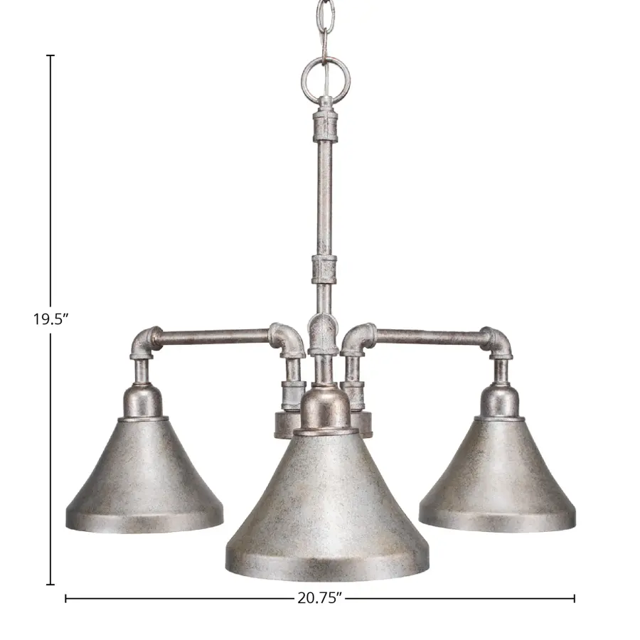 Vintage 3-Light Downlight Chandelier in Aged Silver - Image 2