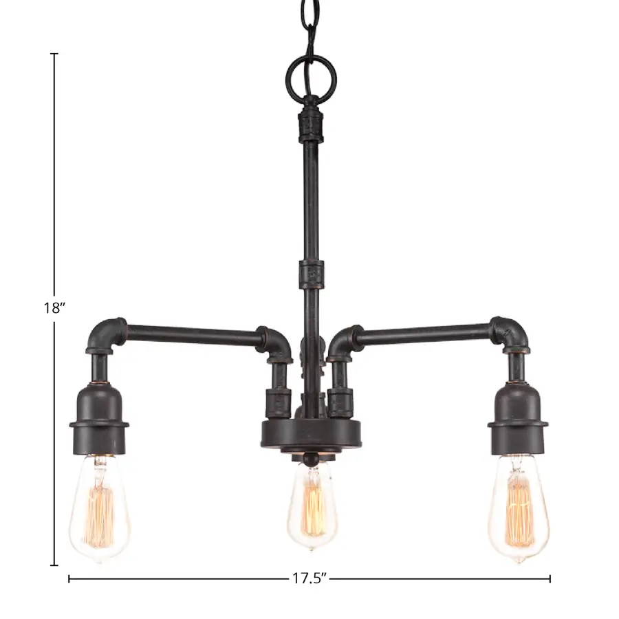 Vintage 3-Light Downlight Chandelier in Dark Granite - Image 2