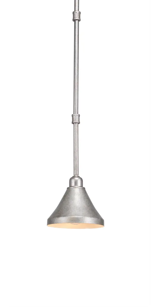 Vintage Stem Hung Mini Pendant in Aged Silver - Image 1