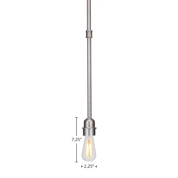 This petite industrial-style pendant delivers vintage charm with modern LED efficiency. The aged silver finish and exposed antique-style bulb create warm ambiance ideal for kitchen islands, entryways, or clustered installations. - alternate view
