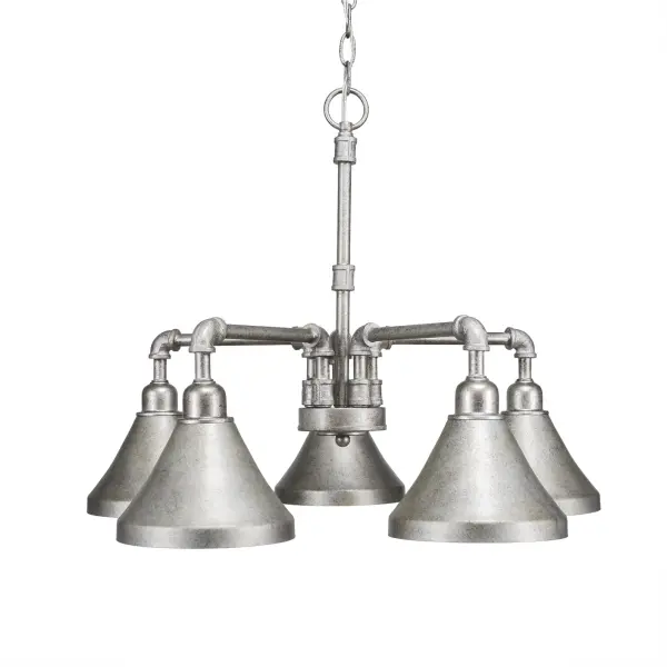 Vintage 5-Light Downlight Chandelier in Aged Silver - Image 1