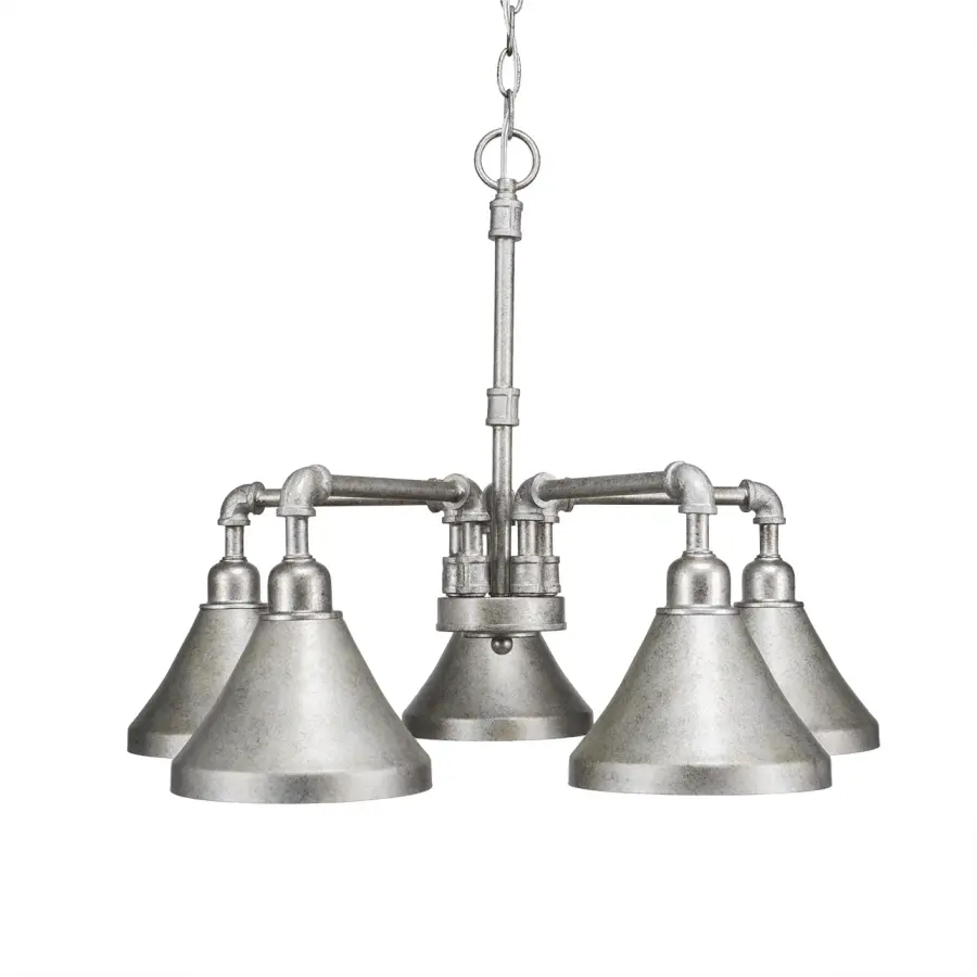 Vintage 5-Light Downlight Chandelier in Aged Silver - Image 1