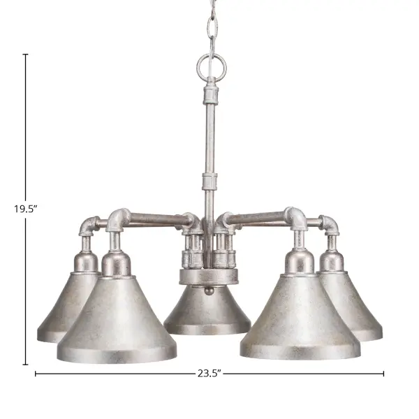 Vintage 5-Light Downlight Chandelier in Aged Silver - Image 2