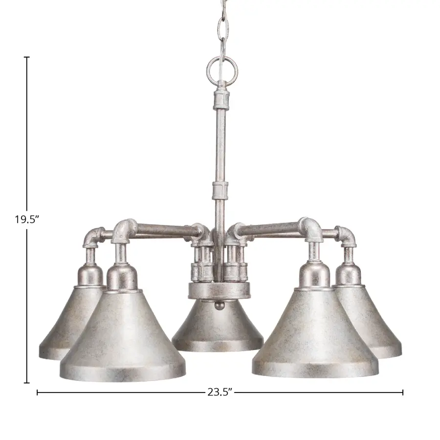 Vintage 5-Light Downlight Chandelier in Aged Silver - Image 2
