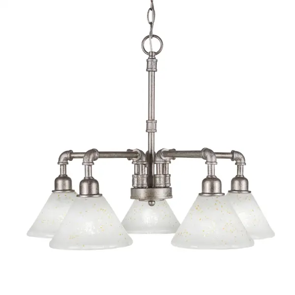 Vintage 5-Light Downlight Chandelier with Gold Ice Glass - Image 1
