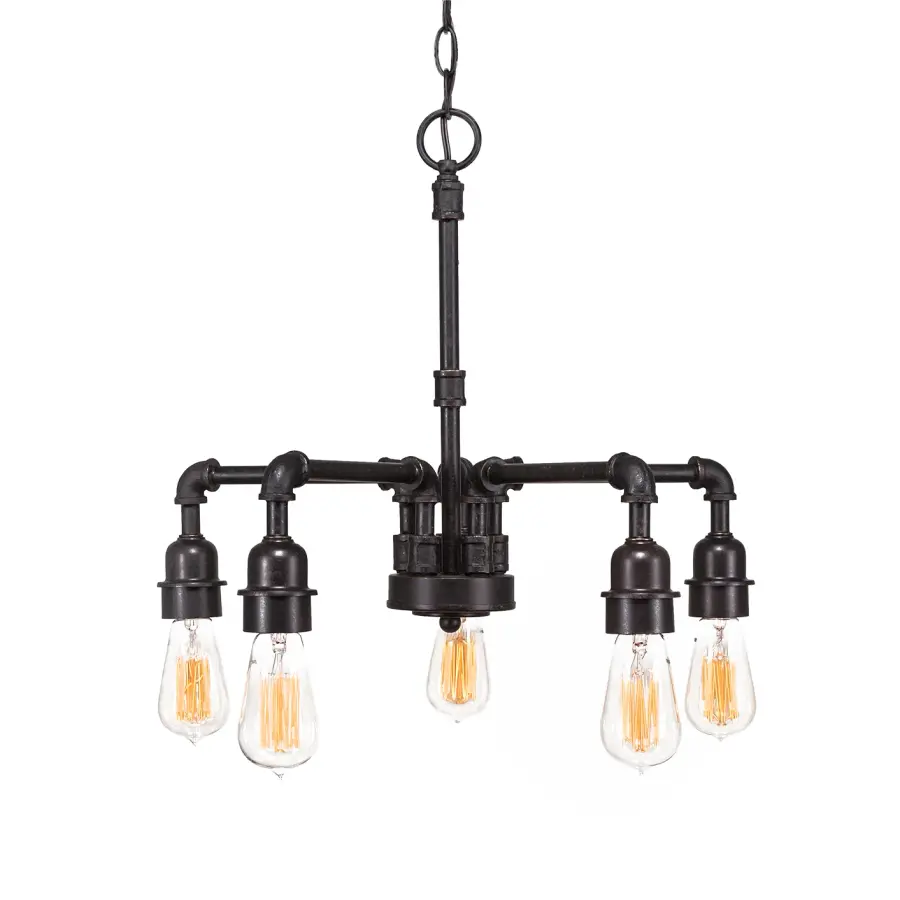 Vintage 5-Light Downlight Chandelier in Dark Granite - Image 1