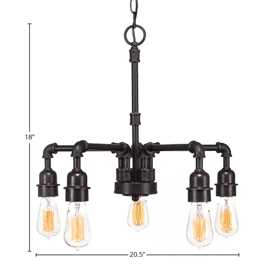 Vintage 5-Light Downlight Chandelier in Dark Granite - Image 2