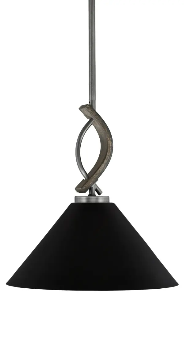 Monterey Stem Hung Mini Pendant with Matte Black Cone Shade - Image 1