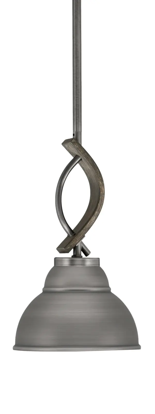Monterey Stem Hung Mini Pendant with Graphite Double Bubble Shade - Image 1