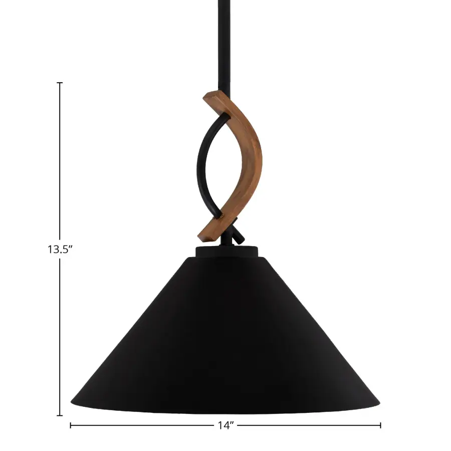 Monterey Stem Hung Mini Pendant with Wood-Look Finish - Image 2