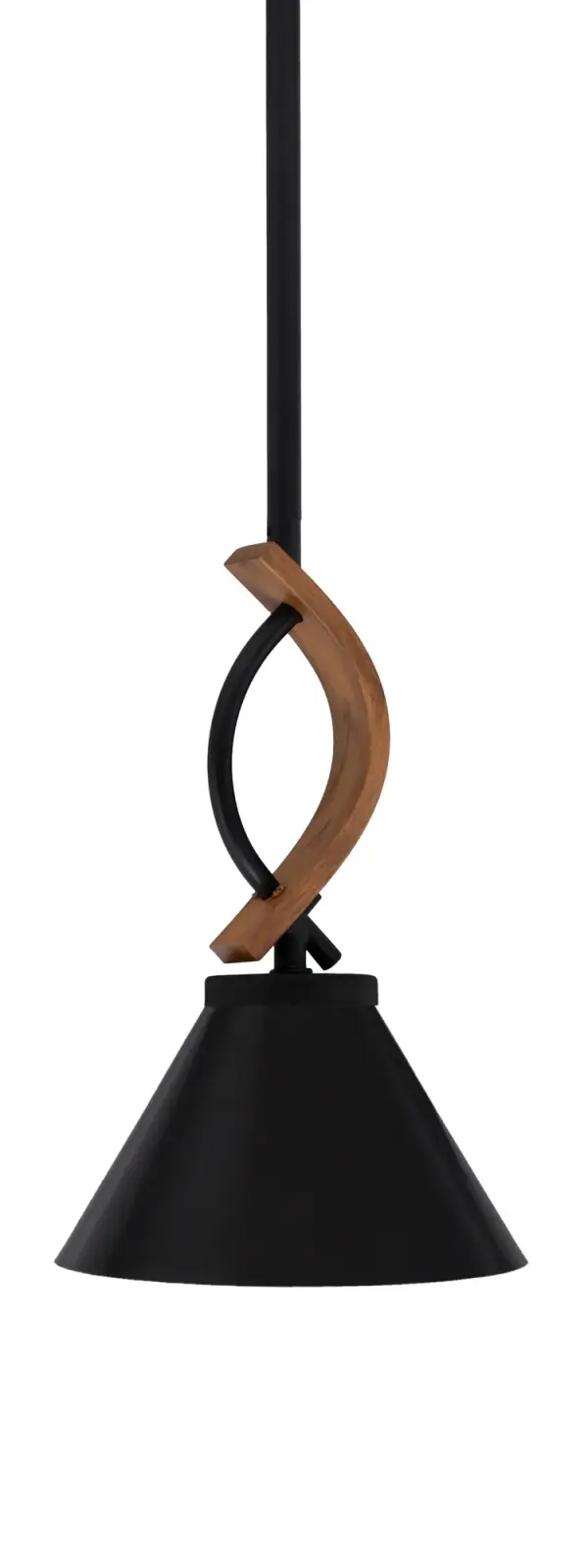 Monterey Stem Hung Mini Pendant with Wood-Look Finish - Image 1